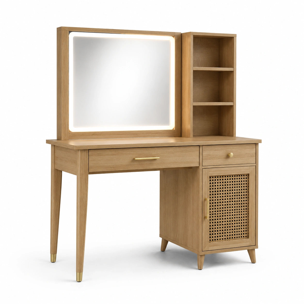 Tocador de Madera de Roble con Espejo LED