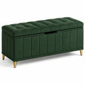 Banco de Tela Verde con Patas Metálicas Doradas 120x40x45 cm