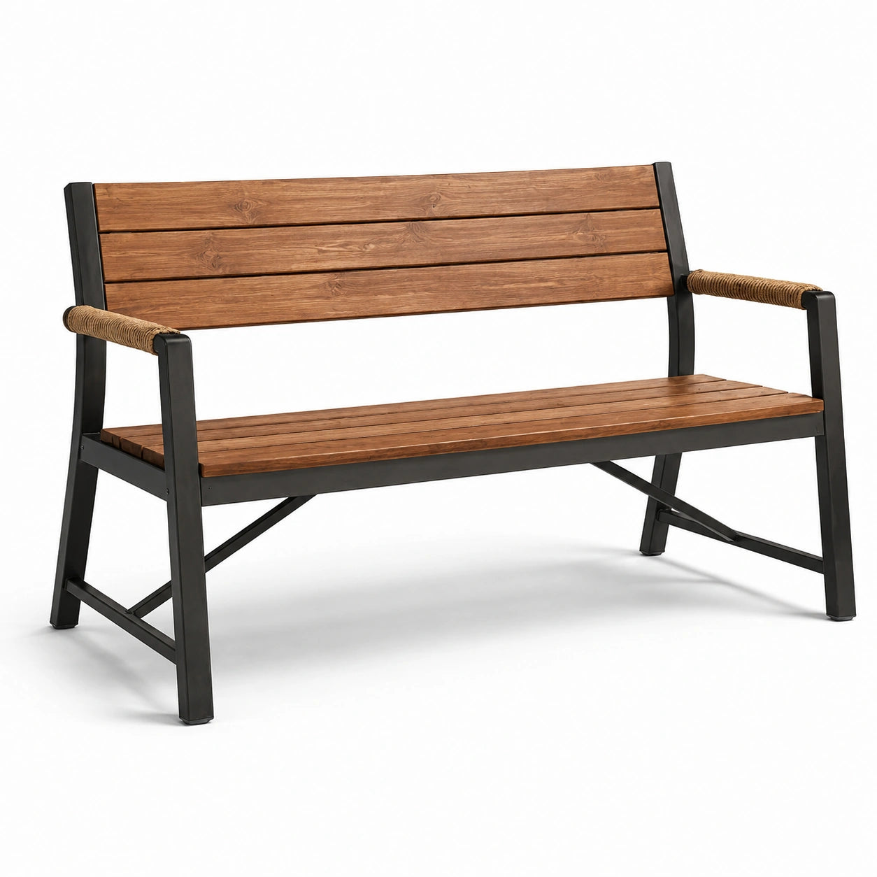 Banco de madera y metal para exterior 120x60x80cm