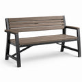 Banco de madera y metal para exteriores marrón y negro