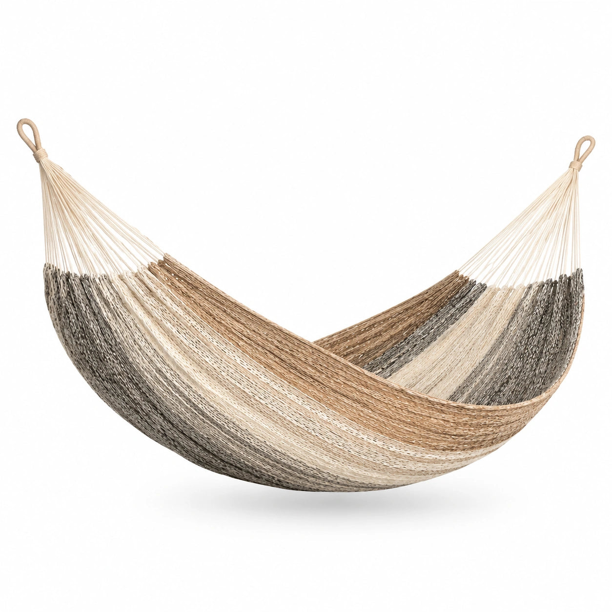 Hamaca de Algodón Tejido para Exterior 200x150 cm Beige/Gris/Marrón
