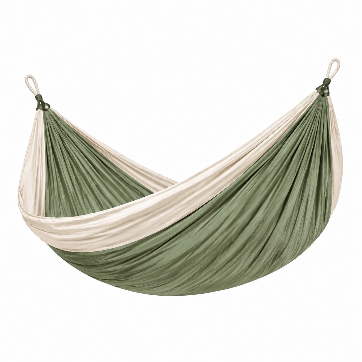 Hamaca doble de tela verde y beige 200x150 cm
