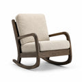 Mecedora de madera con tapizado de tejido bouclé beige