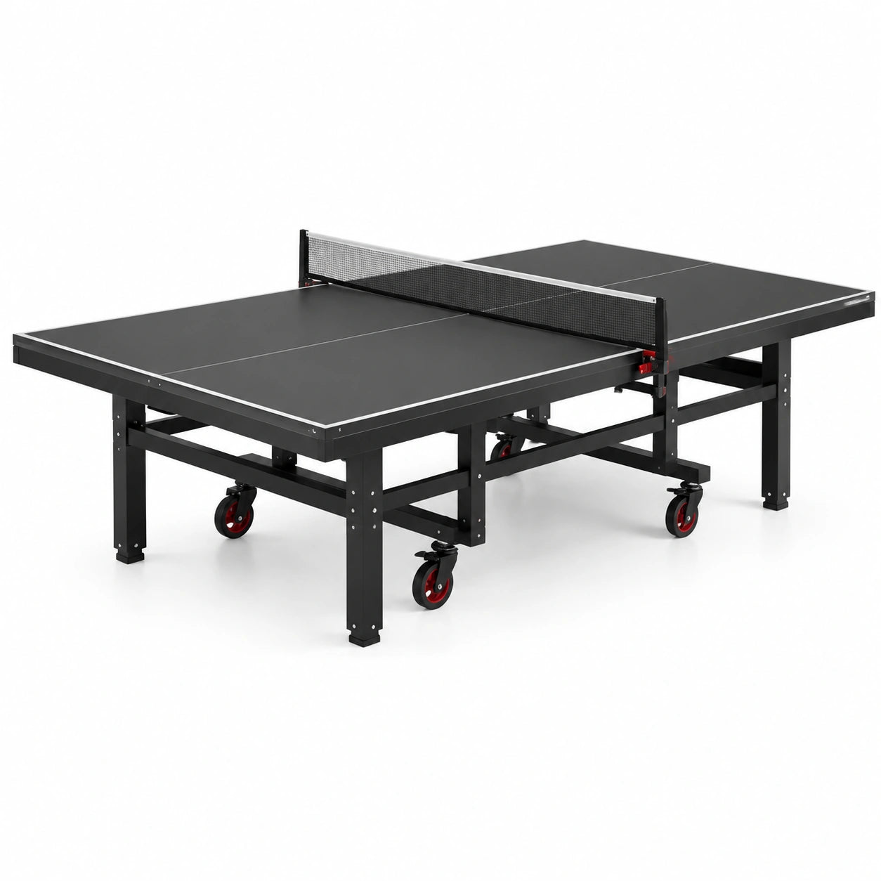 Mesa de ping-pong de MDF negra con ruedas 274x152.5x76 cm